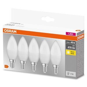 5 ks kvalitní LED žárovka E14 4,9 W BASE CLASSIC teplá bílá