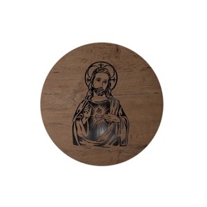 Li-Go "Ježíš a srdce" světelný obrazs baterií 50cm provedení: dub B, varianta: ovládání na obraze (bez dálkového ovladače)