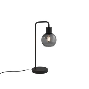 Stolní lampa ve stylu art deco černá s kouřovým sklem - Vidro