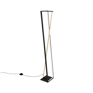 Stojací lampa černá se zlatem včetně LED 3-stupňově stmívatelné v Kelvinech - Milena