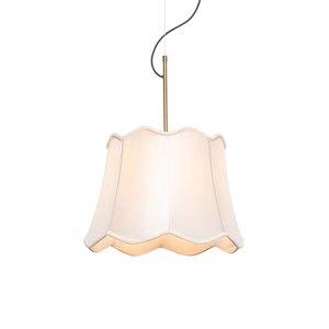 Klasická mosazná závěsná lampa s bílým stínidlem - Nona