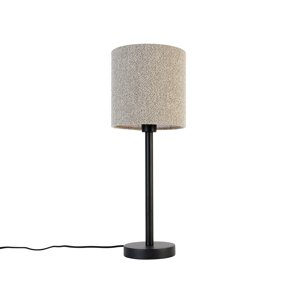 Moderní stolní lampa černá s boucle stínítkem taupe 20 cm - Simplo
