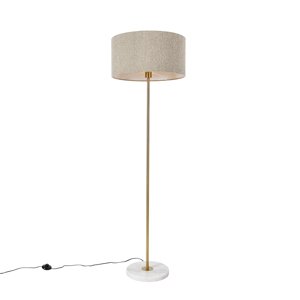 Moderní stojací lampa mosazná se stínidlem boucle taupe 50cm - Kaso