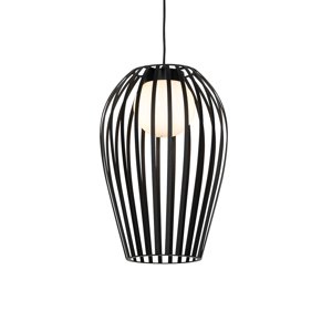 Designová závěsná lampa černá s opálem - Angela