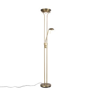 Bronzová stojací lampa s lampičkou na čtení včetně LED a stmívače - Diva 2