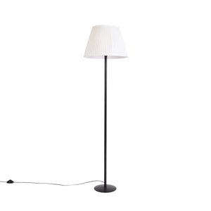 Moderní stojací lampa černá s bílým skládaným odstínem 45 cm - Simplo
