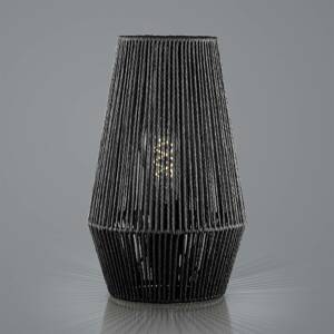 HELL Provazová stolní lampa z papíru, černá, Ø 20 cm