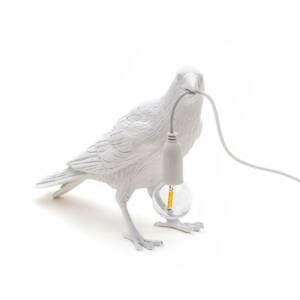 SELETTI LED deko stolní lampa Bird Lamp, čekající, bílá
