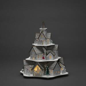 Konstsmide Christmas LED dekorativní světlo silueta dřevěné domky, bílá
