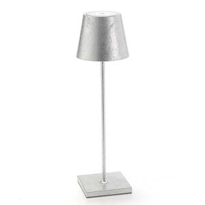 Zafferano Stolní lampa LED Poldina, dekor, přenosná stříbrná