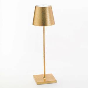 Zafferano Stolní lampa LED Poldina s dekorem, přenosná zlatá