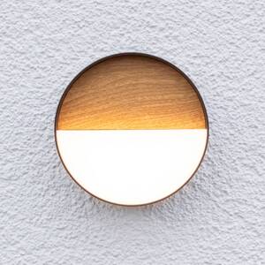 Eco-Light LED dobíjecí venkovní nástěnné světlo Meg, barva dřeva, Ø 15 cm