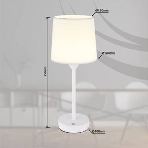 Globo LED dobíjecí stolní lampa Lunki, bílá, výška 35 cm, tkanina, CCT