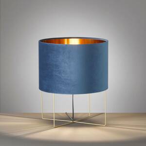 FISCHER & HONSEL Stolní lampa Aura, samet, výška 43 cm, modrá