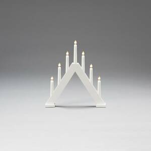 Konstsmide Christmas Svíčkový lustr ze dřeva, 7 zdrojů, výška 34cm bílá