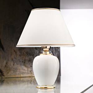 austrolux Stolní lampa Giardino Avorio, bílá-zlatá, Ø 25 cm