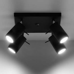 SOLLUX LIGHTING Stropní spot Round v černé, čtyři zdroje čtverec