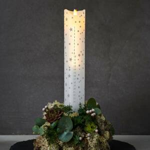 Sirius LED svíčka Sara Calendar, bílá/romantická, 29 cm